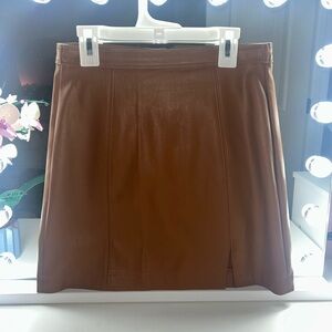 Shinestar Brown Pleated A-Line Mini Skirt